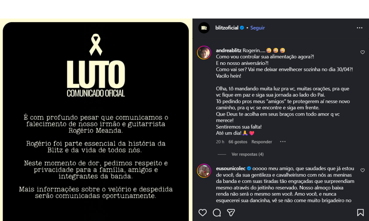 Guitarrista da Blitz, Rogério Meanda, morre aos 61 anos; velório ocorre hoje no Rio - Imagem do artigo