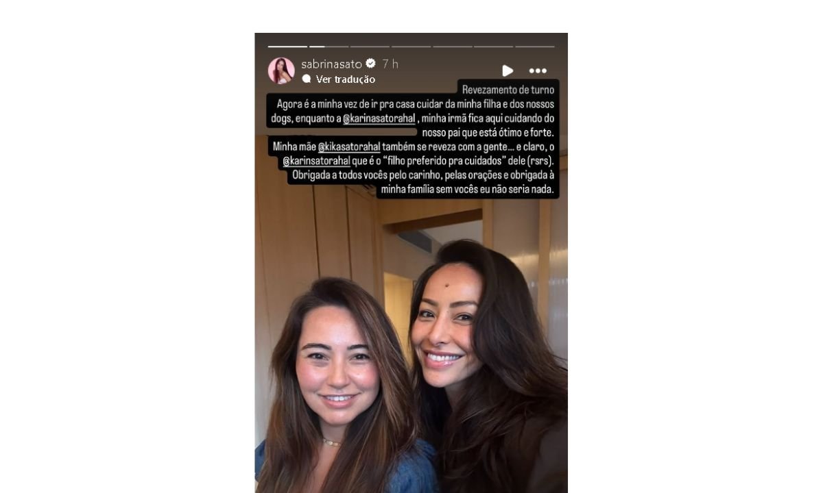 Sabrina Sato detalha revezamento familiar nos cuidados ao pai após cirurgia - Imagem do artigo