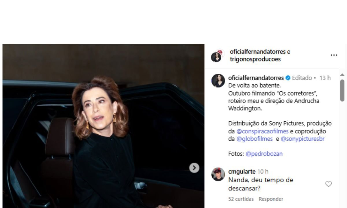 Fernanda Torres estrelará e coescreverá o longa “Os Corretores” - Imagem do artigo