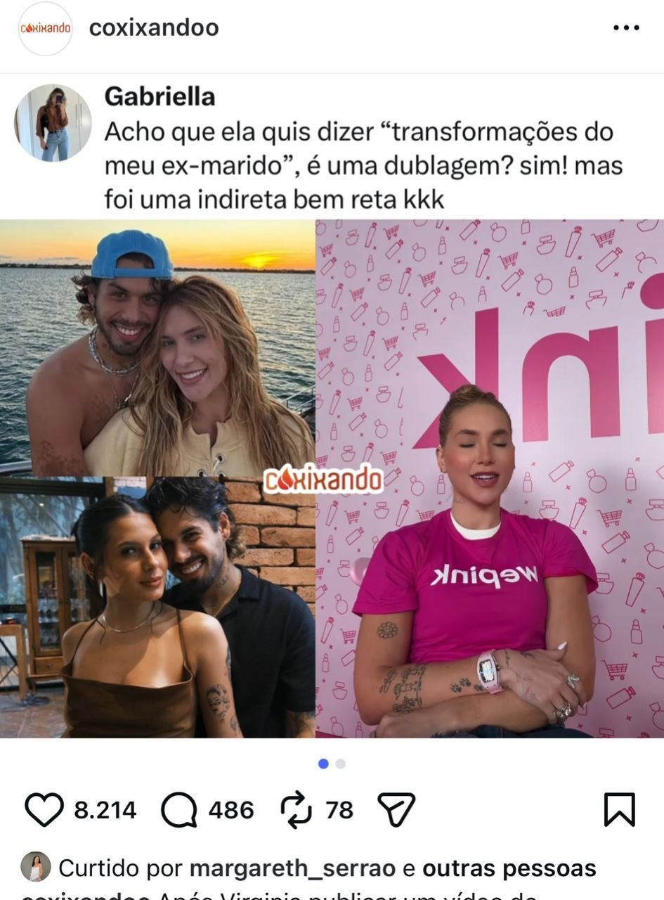 Mãe de Virginia curte comentário que aponta indireta da influenciadora para Zé Felipe - Imagem do artigo